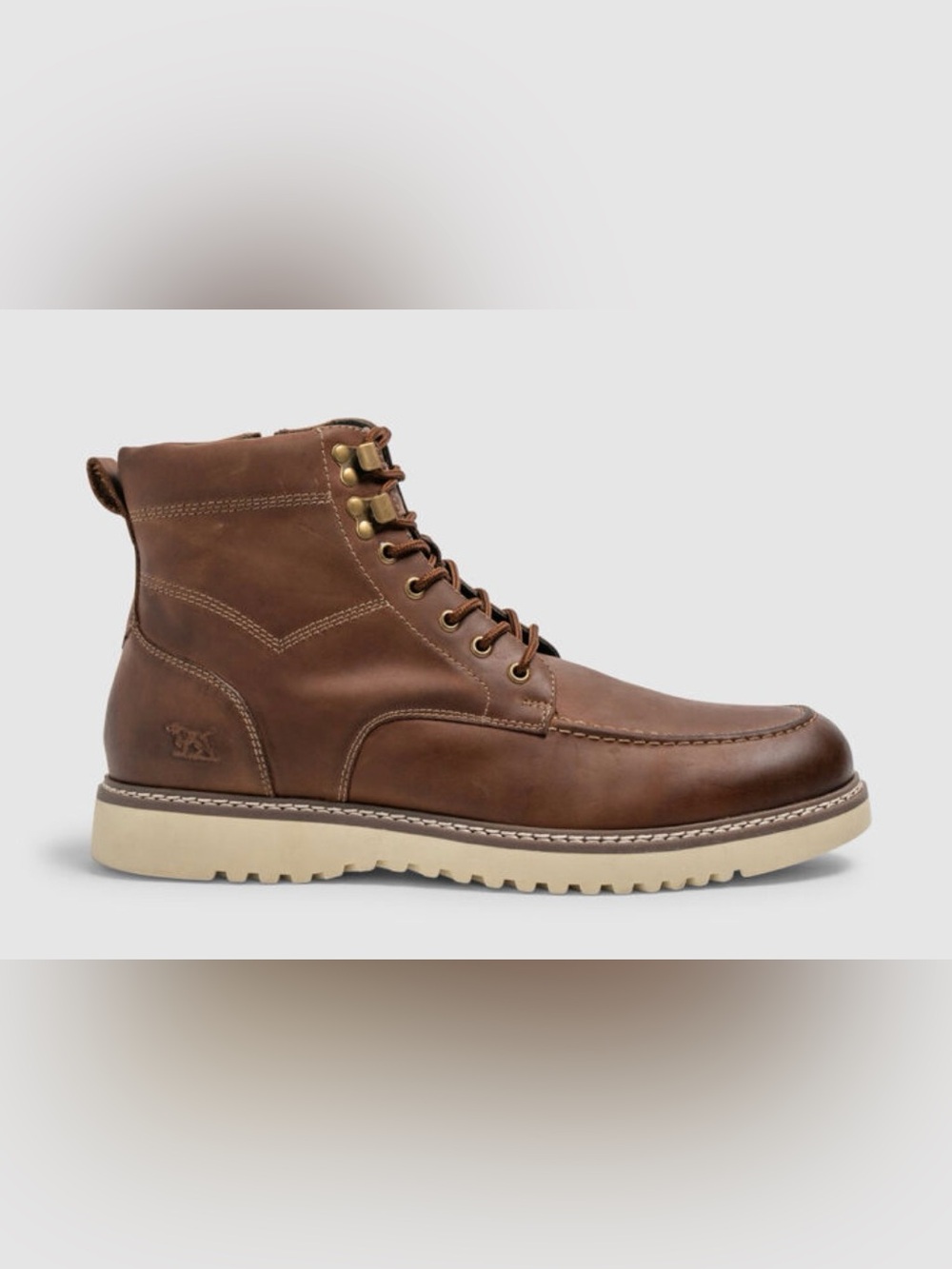 Rodd & Gunn Men's Brown Leather Lace-Up Ankle Boots with Cream Sole
